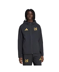 Adidas Men's Black Lafc Tiro Travel Full-Zip Hooded Windbreaker