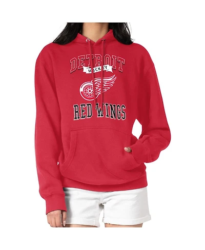 G-iii 4Her by Carl Banks Women's Red Detroit Wings Team Logo Tri-Blend Fleece Pullover Hoodie
