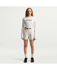 Nike Women's Acg White Team Usa Dri-fit Primary Logo Long Sleeve T-Shirt