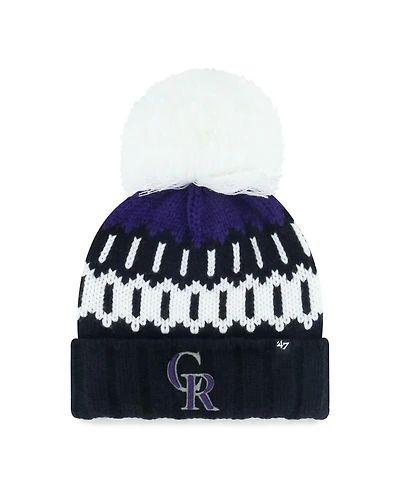 '47 Brand Women's Black Colorado Rockies Felicity Cuffed Knit Hat with Pom