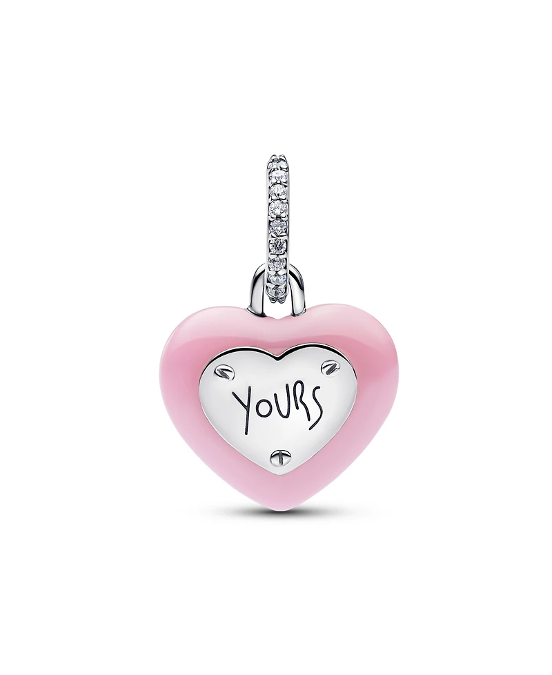 Pandora Pink Ceramic Heart Padlock Dangle Charm