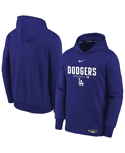 Nike Big Boys and Girls Royal Los Angeles Dodgers Authentic Collection Therma-fit Hoodie