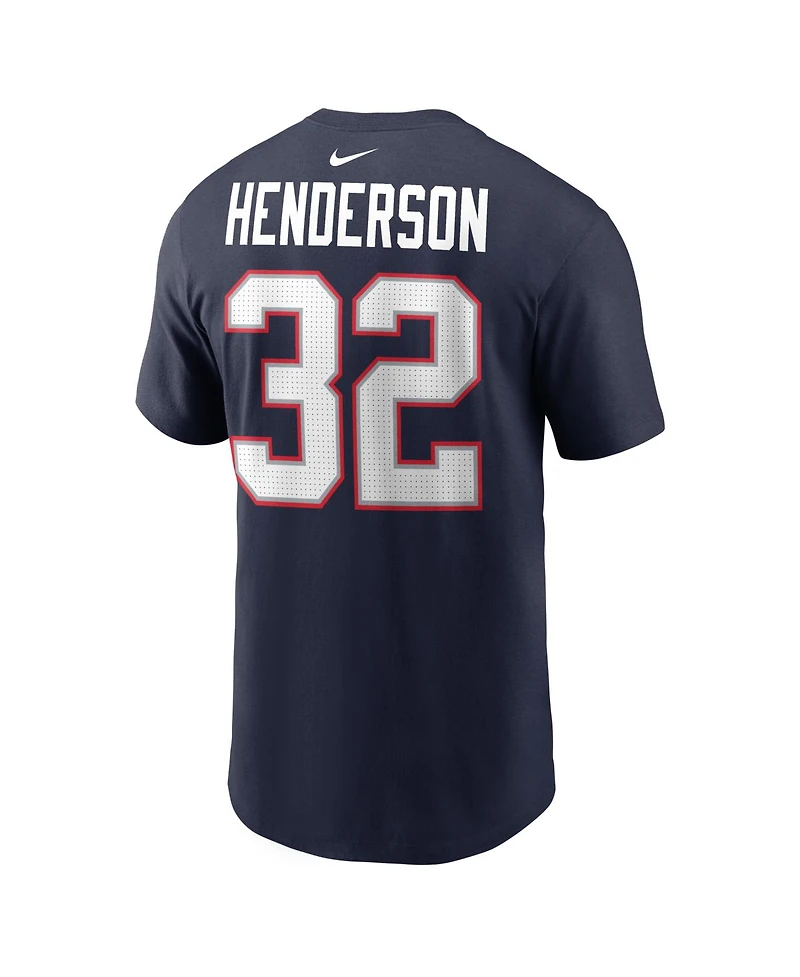 Nike Men's TreVeyon Henderson Navy New England Patriots Super Bowl Lx Patch Name Number T-Shirt