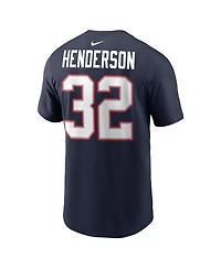 Nike Men's TreVeyon Henderson Navy New England Patriots Super Bowl Lx Patch Name Number T-Shirt