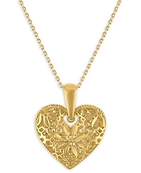 Macy's Textured Heart Pendant Necklace in 10k Gold