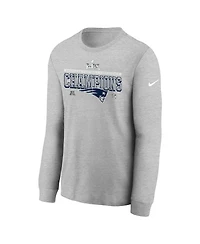 Nike Big Boys and Girls Gray New England Patriots 2025 Afc Champions Locker Room Trophy Collection Long Sleeve T-Shirt