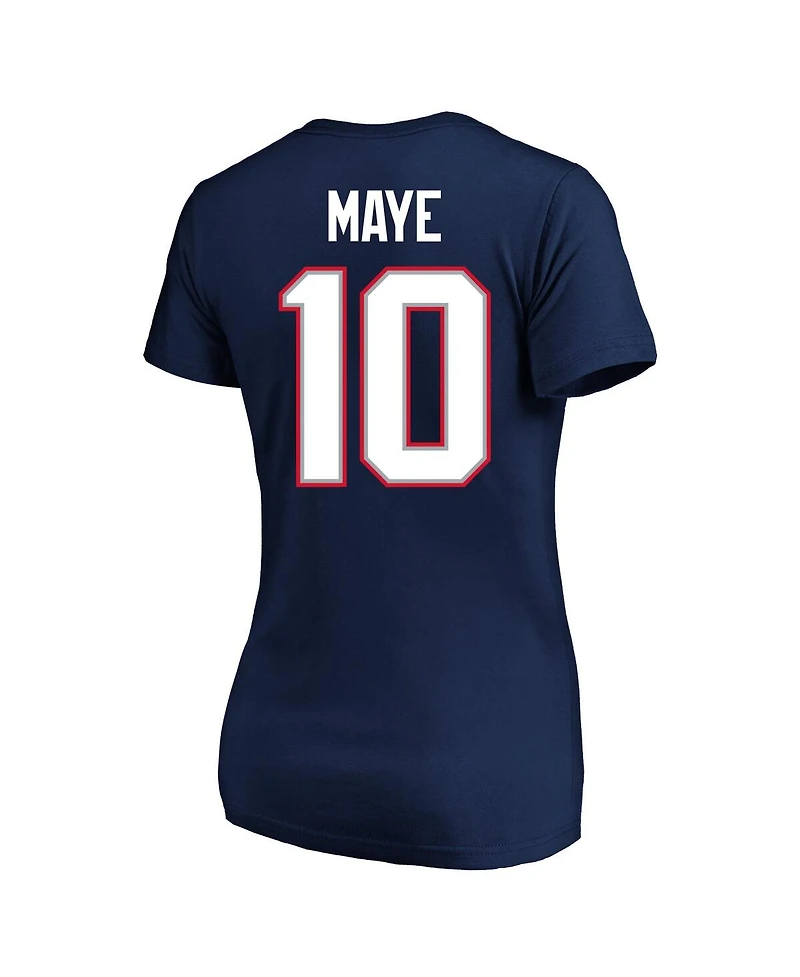 Fanatics Women's Drake Maye Navy New England Patriots Super Bowl Lx Patch Plus Size Name Number V-Neck T-Shirt