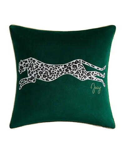 Juicy Couture Embroidered Velvet Cheetah Decorative Pillow, 18" x 18"