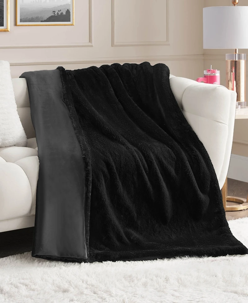 Juicy Couture Big Fluffy Solid Faux Fur Throw, 50" x 70"