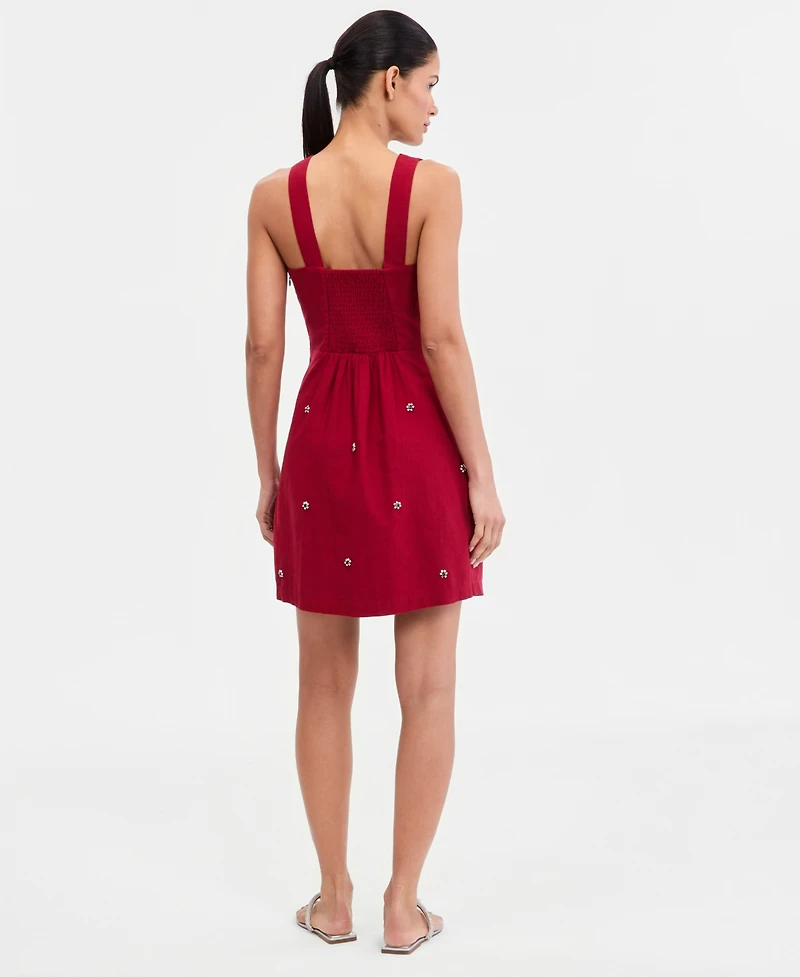 I.n.c. International Concepts Women's Sleeveless Embellished V-Neck Mini Dress, Macy's Exclusive