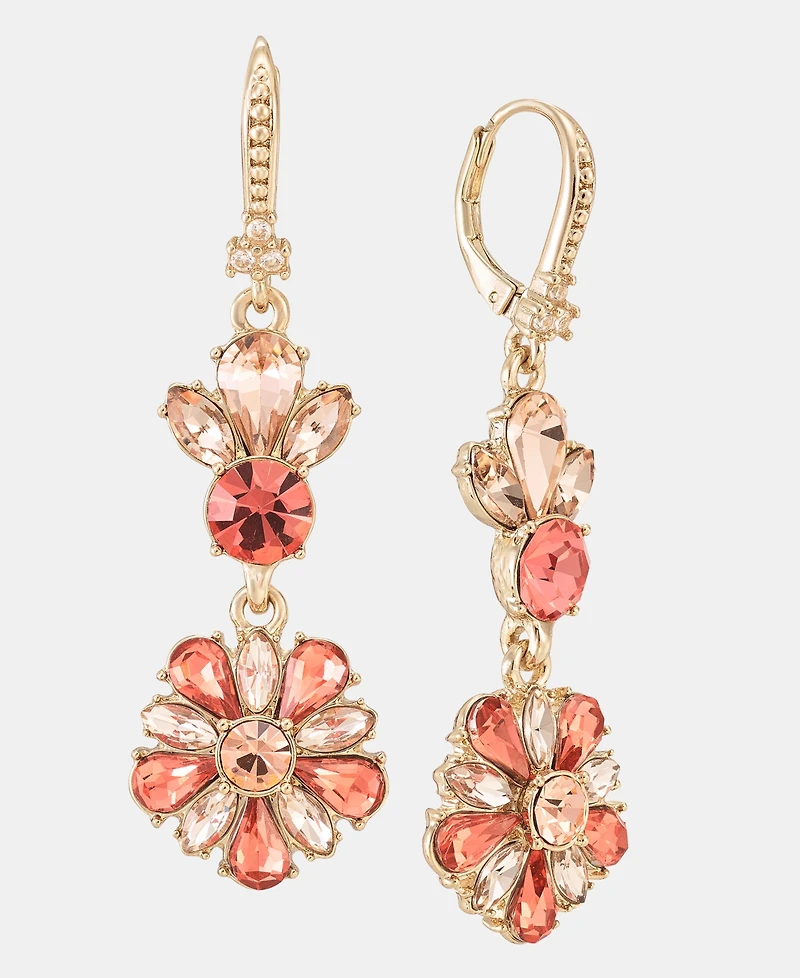 Marchesa Crystal Cluster Flower Double Drop Earrings