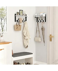 Yigii Wall Coat Rack with Shelf, 4-in-1 Organizer for Coats, Keys, Mail, Decor