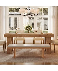 Tribesigns 63-Inch Solid Wood Dining Table for 4-6, Wooden Rectangular Dinner Tables, Farmhouse Kitchen Table with Heavy Duty Legs