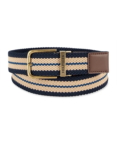 Tommy Hilfiger Men's Two-In-One Reversible Striped Stretch Cord Belt