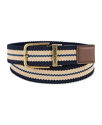 Tommy Hilfiger Men's Two-In-One Reversible Striped Stretch Cord Belt