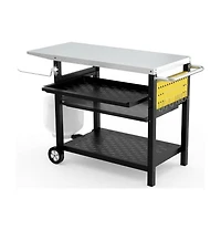 Gaomon Outdoor Grill Cart with Pegboard & 3 Shelves, Stainless Steel Bbq Prep Table with Wheels