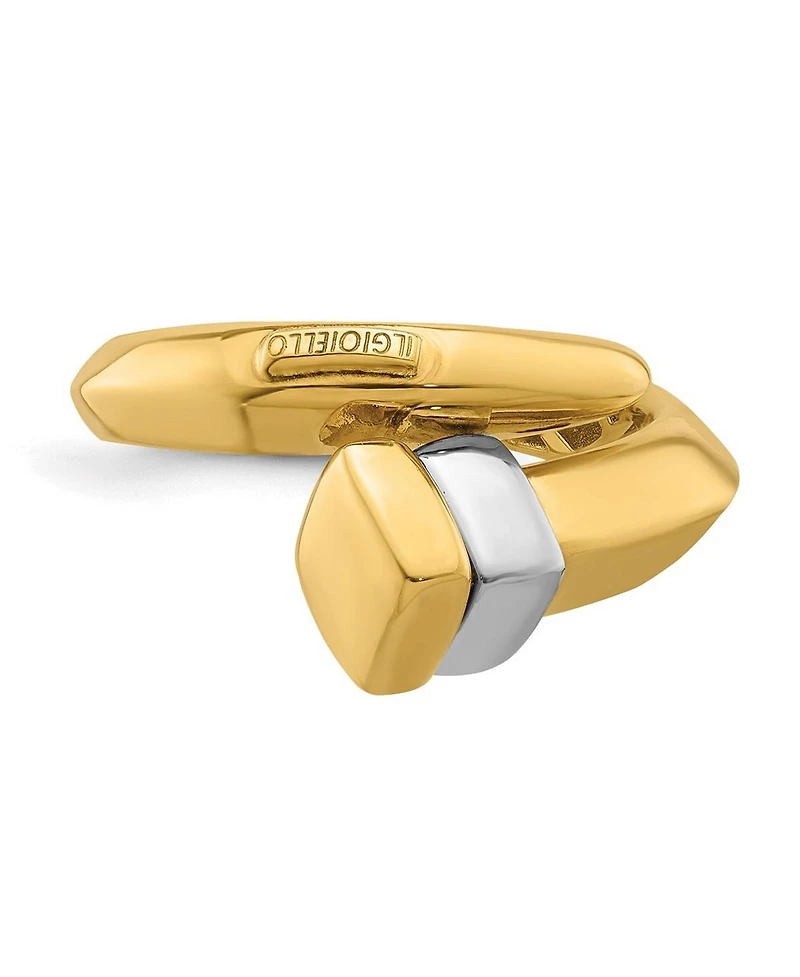 Curata Jewelry Solid 18k Two-tone Gold Adjustable Polished Square Buckle Ring