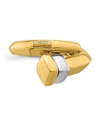 Curata Jewelry Solid 18k Two-tone Gold Adjustable Polished Square Buckle Ring