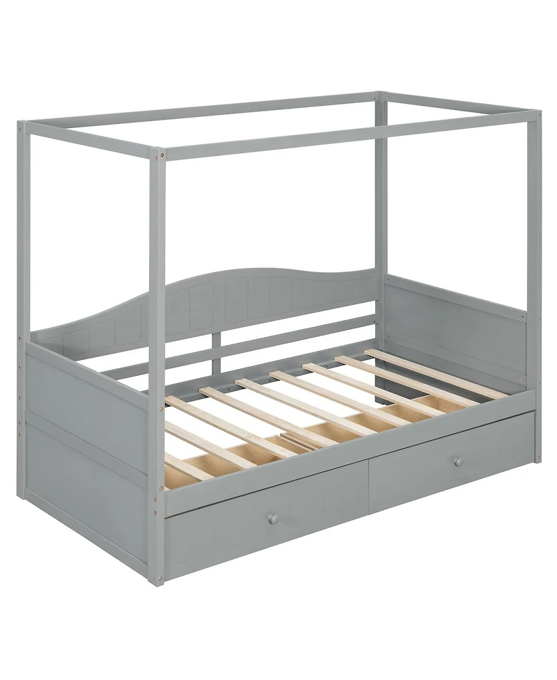 Streamdale Furniture Twin Size Canopy Day Bed with 2 Drawers