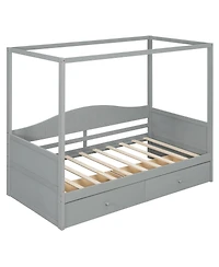 Streamdale Furniture Twin Size Canopy Day Bed with 2 Drawers