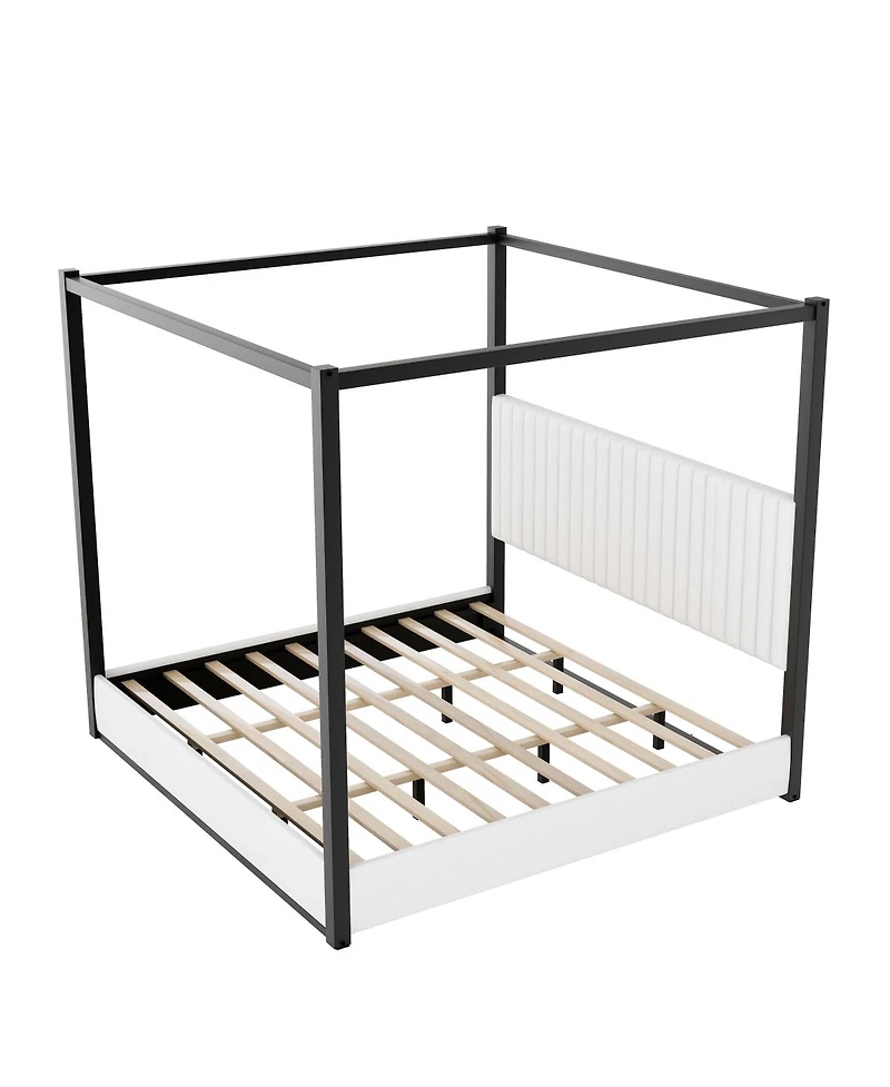 Streamdale Furniture King Size Upholstery Canopy Platform Bed with Headboard