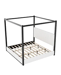 Streamdale Furniture King Size Upholstery Canopy Platform Bed with Headboard