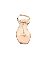 bebe Women's Fashion Sandal with T-Strap Upper, Rhinestones and Dangle Charms