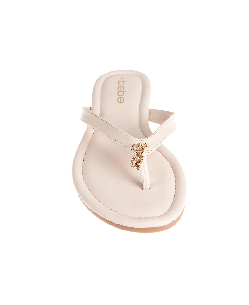 bebe Women's Fashion Sandal with Double B Dangle Charm
