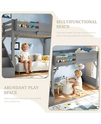 Streamdale Furniture Twin Loft Bed with Wardrobe, Storage, Shelves, Guardrails & Stairs