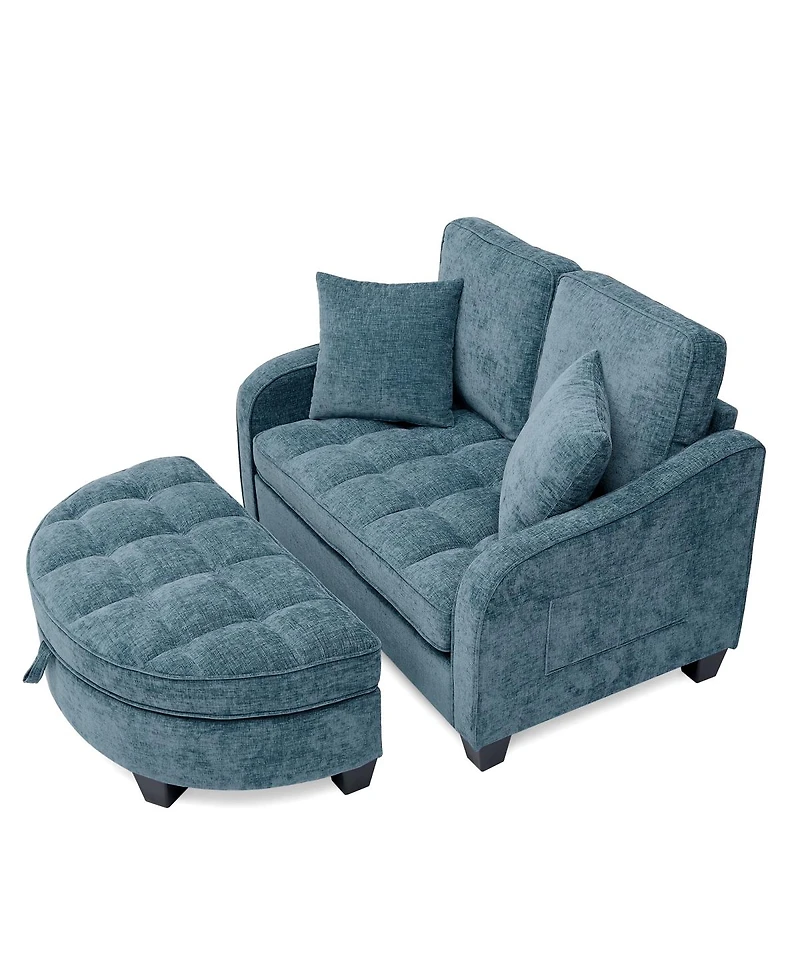 Streamdale Furniture two-seater sofa chaise longue with storage footrest and pillows
