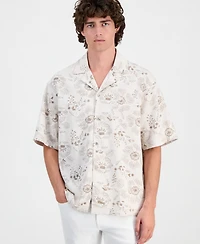 Guess Men's Allover Embroidery Button-Up Shirt