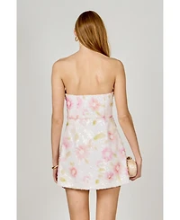 endless rose Women's Floral Sequin Lace Mini Dress