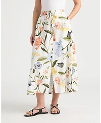 Ellen Tracy Women's Button Front Flared Skirt