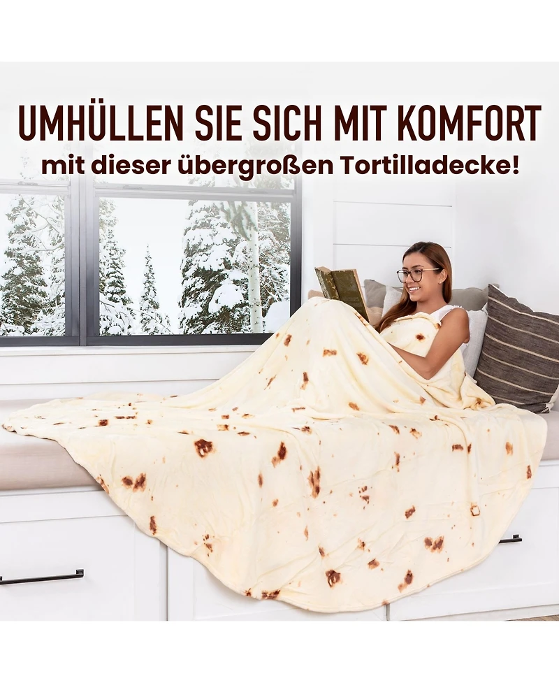 Zulay Kitchen 80 Inches Novelty Throw Tortilla Blanket Flour Tortilla Design