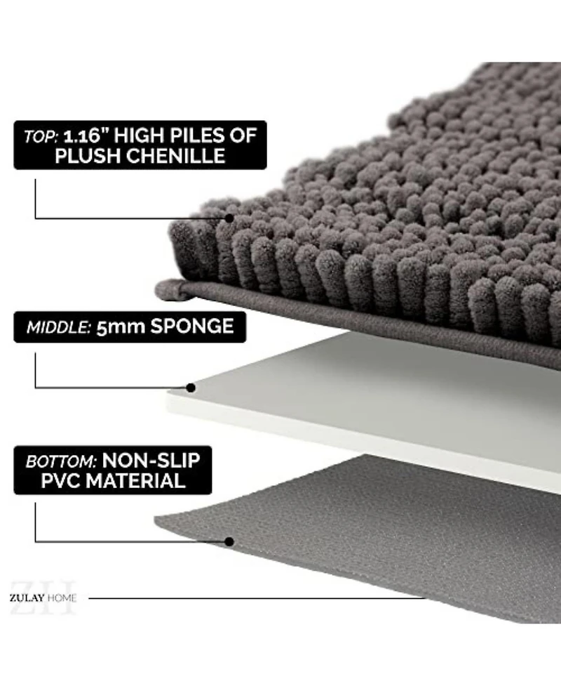 Zulay Kitchen Soft Shaggy Microfiber Ultra Absorbent Bathroom Rug 20x32