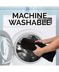 1 Piece Black Soft Shaggy Ultra Absorbent Bathroom Rug