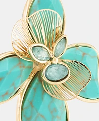 lonna & lilly Gold-Tone Faux Turquoise Large Flower Drop Earrings