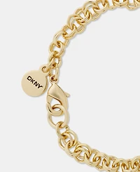 Dkny Gold-Tone Drama Crystal Logo Charm Flex Bracelet
