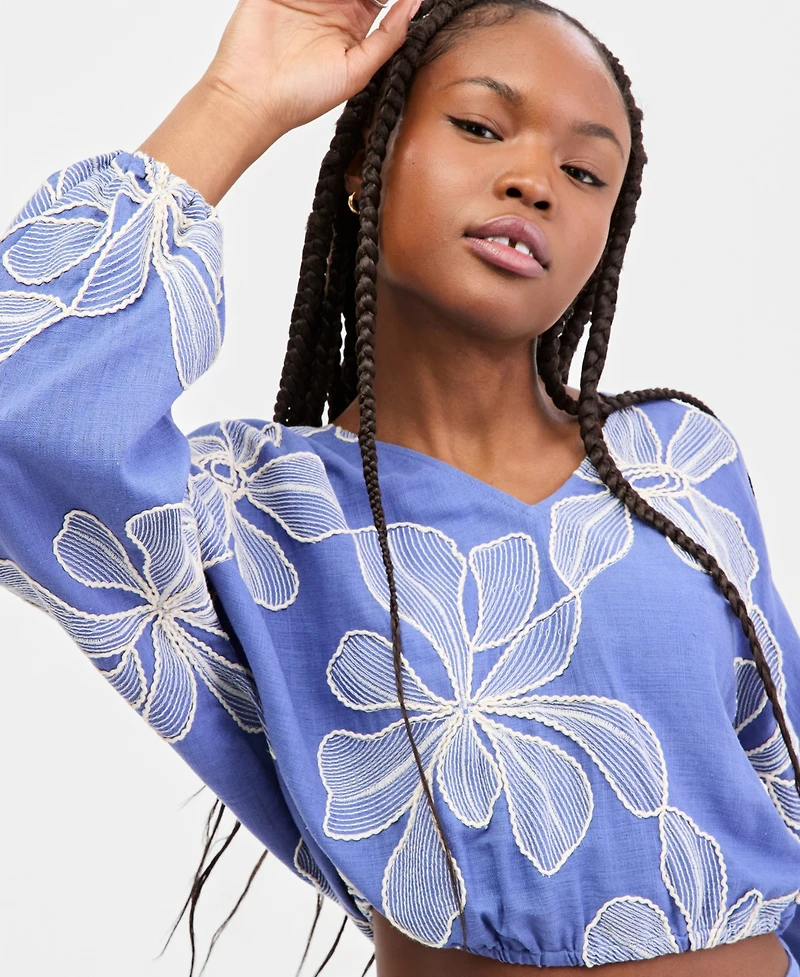 Guess Women's Dessi Embroidered Dolman-Sleeve Top