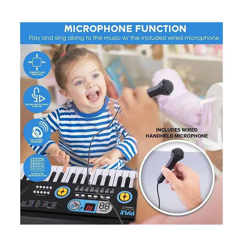Pyle Portable Piano Keyboard & Microphone