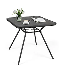 Gymax 32'' Patio Dining Table w/ 1.6'' Umbrella Hole & Lid Dpc Tabletop for Backyard