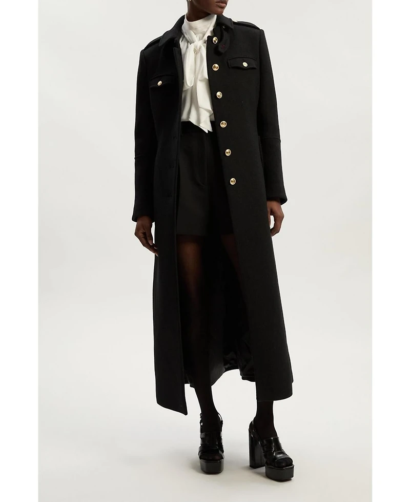 Karen Millen Women's Wool Military Tailored Maxi Coat