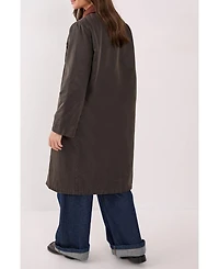 Nasty Gal Women's Longline Cord Collar Wax Effect Coat