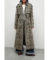 Warehouse Women's Pu Leopard Print Trench Coat