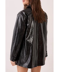 Nasty Gal Women's Croc Vinyl Faux Leather Clean Jacket