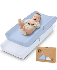 KeaBabies 2pk Isla Changing Pad Covers for Girl, Boy, Soft Contoured Diaper Table Cover Sheets Neutral