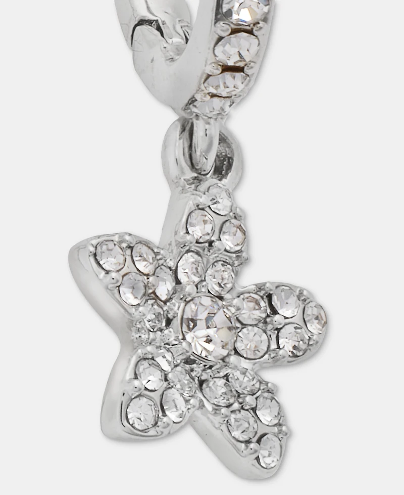 Givenchy Crystal Flower Charm Huggie Hoop Earrings