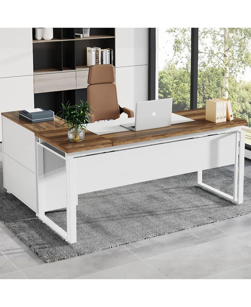 Tribesigns L-Shaped Desk with Drawers, 63" Office Desk with File Cabinet
