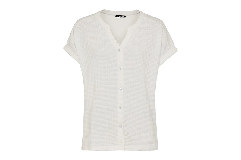Olsen Women's waffle Knit Button Front T-Shirt