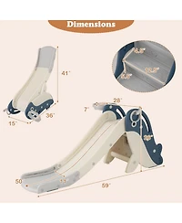 Mecale Foldable Freestanding Baby Slide Climber Set with Basketball Hoop